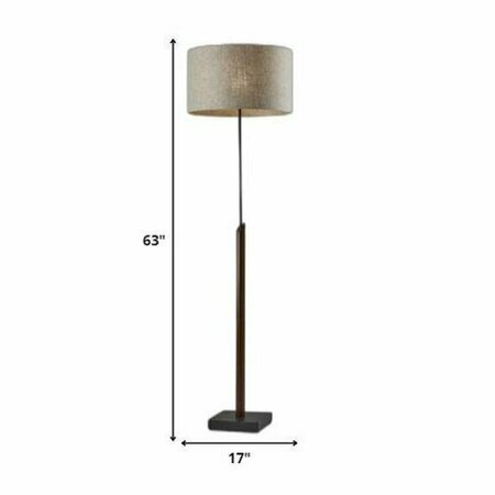 Homeroots Black Wood & Metal Floor Lamp17 x 17 x 63 in. 372735